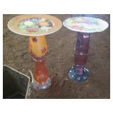 Pair of decorative glass pedestal s...