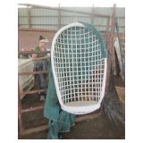 Vintage white wicker rattan bird ca...