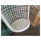 Vintage white wicker rattan bird ca...