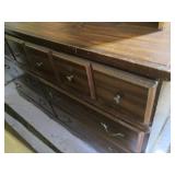 Vintage hardwood bookshelf with 6-d...