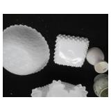 Large Hobnail milk glass basket wit...