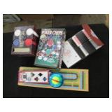 Assortment of Poker chips, playing ...