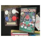 Assortment of Poker chips, playing ...