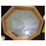 Horse themed shelf decor, etched mi...