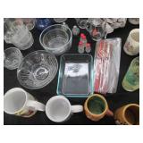 Glass drinkware, mugs, salt and pep...