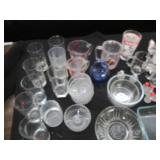 Glass drinkware, mugs, salt and pep...