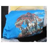 Hand woven floor rug and bed linens...