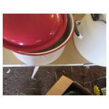Lidded enamelware pots and Water Ke...