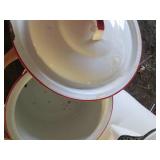 Lidded enamelware pots and Water Ke...