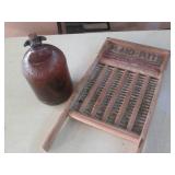 Vintage amber tone corked water jug...