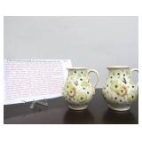 Pair of Antique Zsolnay Floral Ceramic Milk/Cream Pitchers ca. 1910