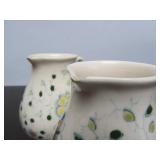 Pair of Antique Zsolnay Floral Ceramic Milk/Cream Pitchers ca. 1910
