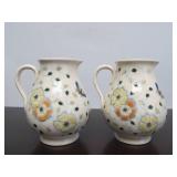 Pair of Antique Zsolnay Floral Ceramic Milk/Cream Pitchers ca. 1910