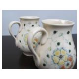 Pair of Antique Zsolnay Floral Ceramic Milk/Cream Pitchers ca. 1910