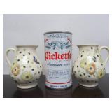 Pair of Antique Zsolnay Floral Ceramic Milk/Cream Pitchers ca. 1910