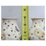 Pair of Antique Zsolnay Floral Ceramic Milk/Cream Pitchers ca. 1910