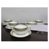 Set of 5 Antique Austrian Bouillon Cups w/Saucers - ca. 1895