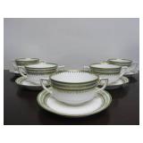 Set of 5 Antique Austrian Bouillon Cups w/Saucers - ca. 1895