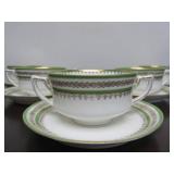 Set of 5 Antique Austrian Bouillon Cups w/Saucers - ca. 1895