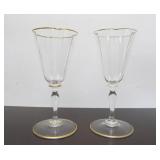 Pair of Antique Lobmeyr Art Nouveau Quatrefoil Iridescent Wine Glasses - Vienna - ca. 1895
