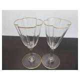 Pair of Antique Lobmeyr Art Nouveau Quatrefoil Iridescent Wine Glasses - Vienna - ca. 1895