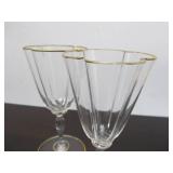 Pair of Antique Lobmeyr Art Nouveau Quatrefoil Iridescent Wine Glasses - Vienna - ca. 1895