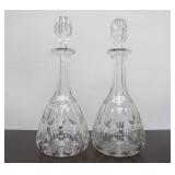 Matching Pair of Antique Cut Crystal Decanter