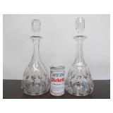 Matching Pair of Antique Cut Crystal Decanter