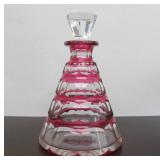 Wonderful Antique Signed Val St. Lambert Cut-to-Clear Cranberry Crystal/Glass Decanter