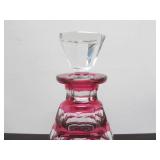 Wonderful Antique Signed Val St. Lambert Cut-to-Clear Cranberry Crystal/Glass Decanter