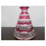 Wonderful Antique Signed Val St. Lambert Cut-to-Clear Cranberry Crystal/Glass Decanter