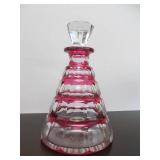 Wonderful Antique Signed Val St. Lambert Cut-to-Clear Cranberry Crystal/Glass Decanter