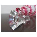 Wonderful Antique Signed Val St. Lambert Cut-to-Clear Cranberry Crystal/Glass Decanter