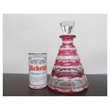 Wonderful Antique Signed Val St. Lambert Cut-to-Clear Cranberry Crystal/Glass Decanter