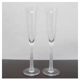 Excellent Pair of Signed SALVIATI Champagne Flutes w/Frosted Stems