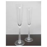Excellent Pair of Signed SALVIATI Champagne Flutes w/Frosted Stems