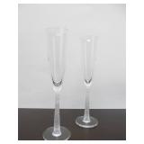 Excellent Pair of Signed SALVIATI Champagne Flutes w/Frosted Stems