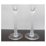 Excellent Pair of Signed SALVIATI Champagne Flutes w/Frosted Stems