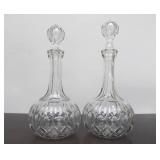 Beautiful Matching Pair of Antique Cut Crystal Decanters