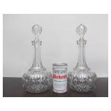 Beautiful Matching Pair of Antique Cut Crystal Decanters