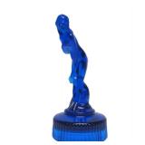 Excellent Figural Maiden Glass Flower Frog #1 - Cobalt Blue