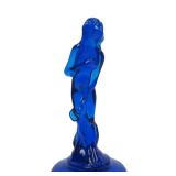 Excellent Figural Maiden Glass Flower Frog #1 - Cobalt Blue