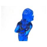Excellent Figural Maiden Glass Flower Frog #1 - Cobalt Blue