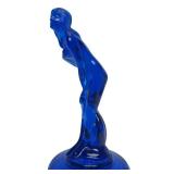 Excellent Figural Maiden Glass Flower Frog #1 - Cobalt Blue