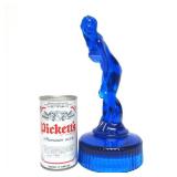 Excellent Figural Maiden Glass Flower Frog #1 - Cobalt Blue