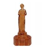 Excellent Figural Maiden Glass Flower Frog #2 - Amber