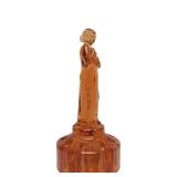 Excellent Figural Maiden Glass Flower Frog #2 - Amber