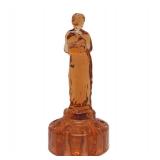 Excellent Figural Maiden Glass Flower Frog #2 - Amber