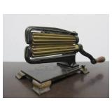 Great Looking Antique ca. 188 Brass & Cast Iron Hand Crank Fluting Iron