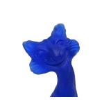 Fantastic Large FENTON Cobalt Blue Satin Glass Alley Cat Sculpture - ffogkc 2006